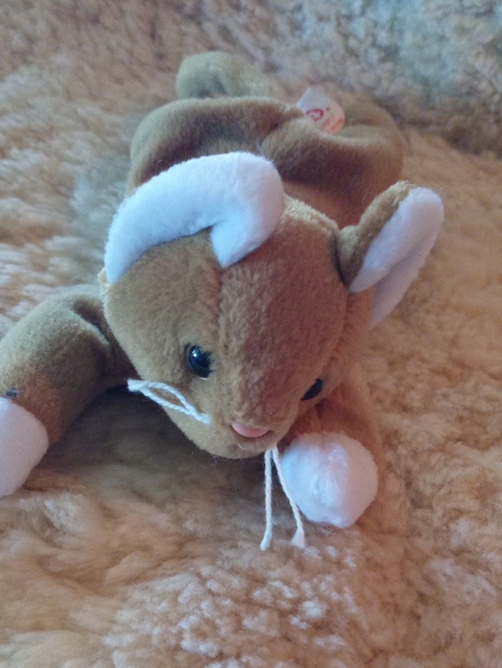 Nip Brown and White Plush Small Pet Toy - Soft Cat, Beanie Babies - PVC - No Tag